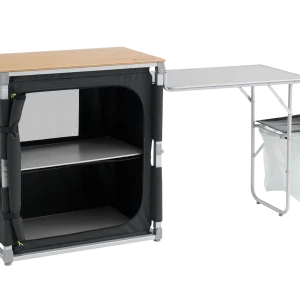 Outwell Padres Storage Unit w. Side Table Bambu Portatif Kamp Mutfağı