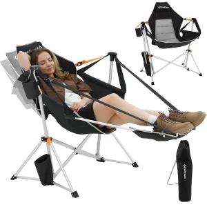 KingCamp Orchid Salıncaklı Katlanır Kamp Sandalyesi Black/Grey (2)